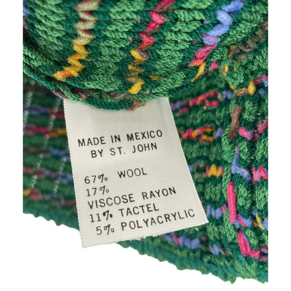 St. John Sport Size Medium Mock Neck Sweater Rainbow Stripe Women's Wool Blend - Picture 7 of 16